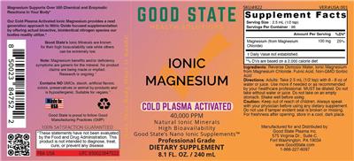 Ionic Magnesium 40,000 PPM label