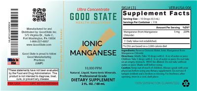 Ionic Manganese 10,000 PPM label