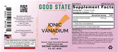 Ionic Vanadium 200 PPM label