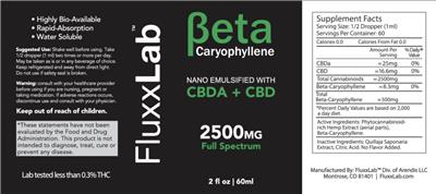Beta Caryophyllene CBDA + CBD 2500 mg Full Spectrum label