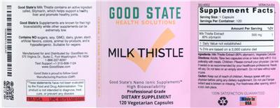 Milk Thistle 500 mg label