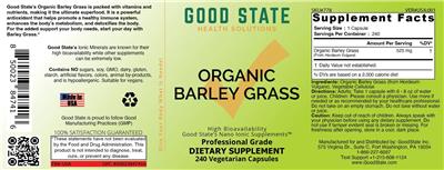 Organic Barley Grass label