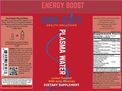 Plasma Water Lemon Flavored label
