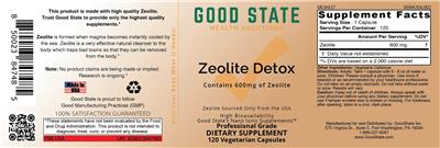 Zeolite Detox 600 mg label