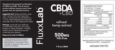CBDA + CBD 500 mg THC-Free label
