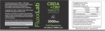 CBDA + CBD Tablets 3000 mg Full Spectrum label