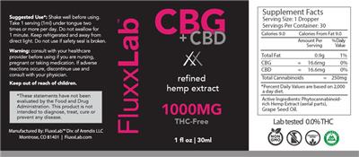 CBG + CBD 1000 mg label