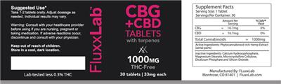 CBG + CBD Tablets 1000 mg Full Spectrum label