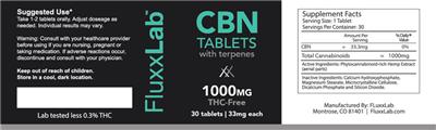 CBN Tablets 1000 mg THC-Free label