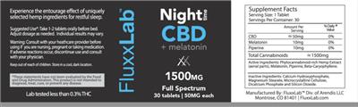 Nighttime CBD + Melatonin 1500 mg Full Spectrum label