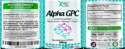 Alpha GPC 300 mg label