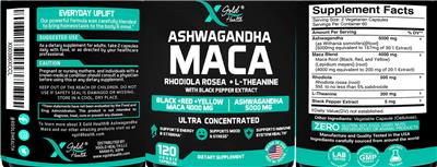 Ashwagandha Maca label