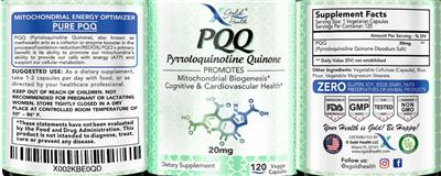 PQQ 20 mg label