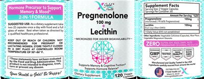 Pregnenolone 100 mg + Lecithin label