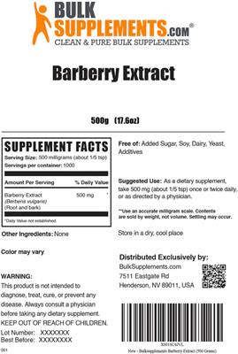 Barberry Extract label