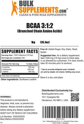 BCAA 3:1:2 label