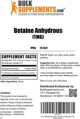Betaine Anhydrous (TMG) label