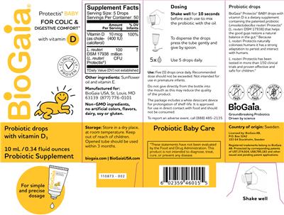 Protectis Baby Drops with Vitamin D label