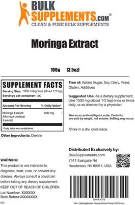 Moringa Extract label