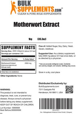 Motherwort Extract label