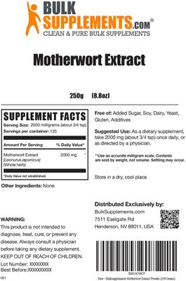 Motherwort Extract label