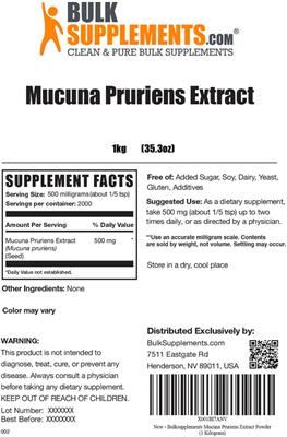 Mucuna pruriens Extract label
