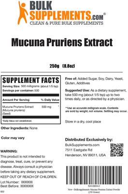Mucuna pruriens Extract label