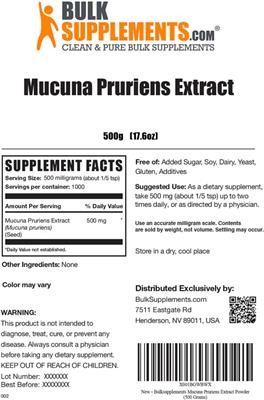 Mucuna pruriens Extract label