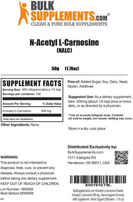 N-Acetyl L-Carnosine (NALC) label