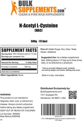 N-Acetyl L-Cysteine (NAC) label