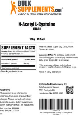 N-Acetyl L-Cysteine (NAC) label