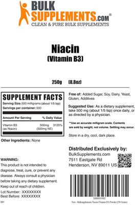 Niacin (Vitamin B3) label