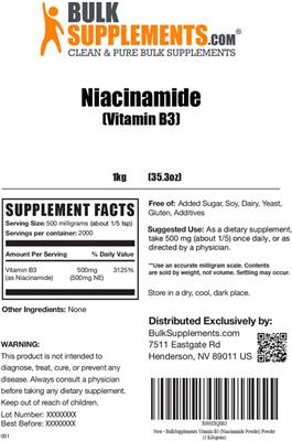 Niacinamide (Vitamin B3) label