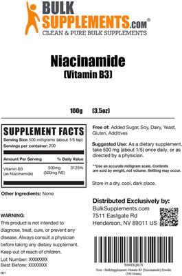 Niacinamide (Vitamin B3) label