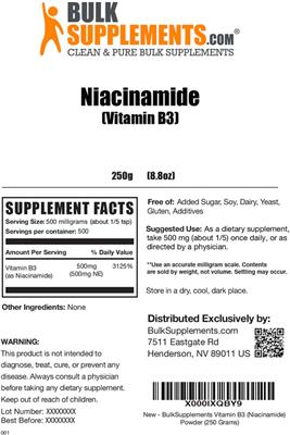 Niacinamide (Vitamin B3) label