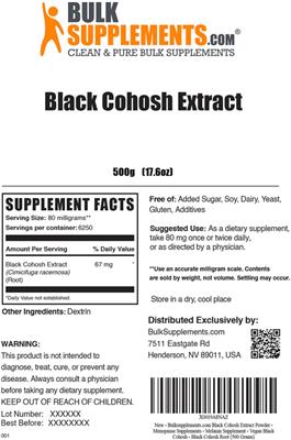 Black Cohosh Extract label