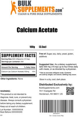 Calcium Acetate label