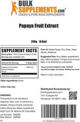 Papaya Fruit Extract label