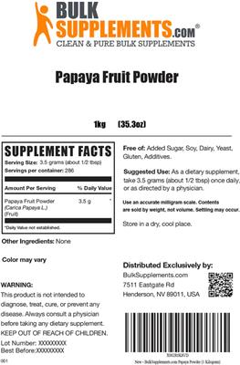 Papaya Fruit Powder label