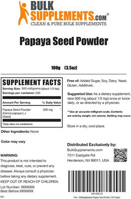 Papaya Seed Powder label