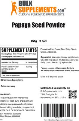 Papaya Seed Powder label