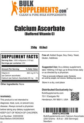 Calcium Ascorbate label