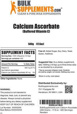 Calcium Ascorbate label