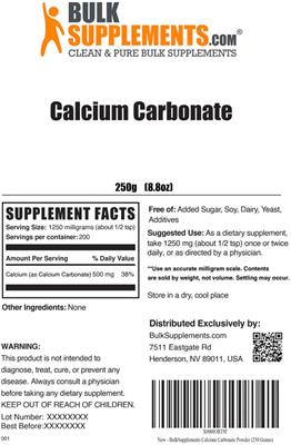Calcium Carbonate label