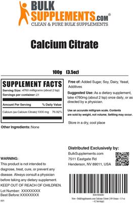Calcium Citrate label