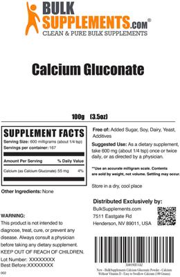 Calcium Gluconate label