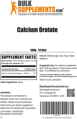 Calcium Orotate label