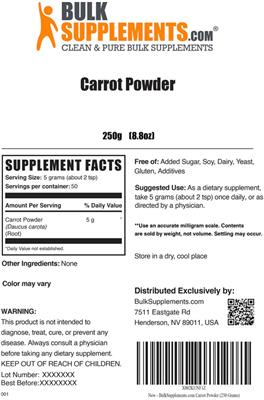 Carrot Powder label