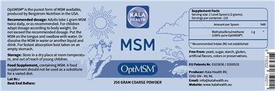 MSM Powder label