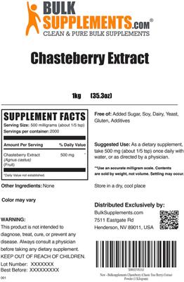 Chasteberry Extract label
